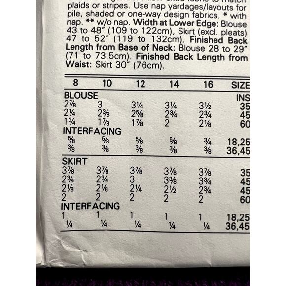 Butterick 3400 pattern blouse ruffle front pleated skirt 1980s size 14 - Picture 6 of 8